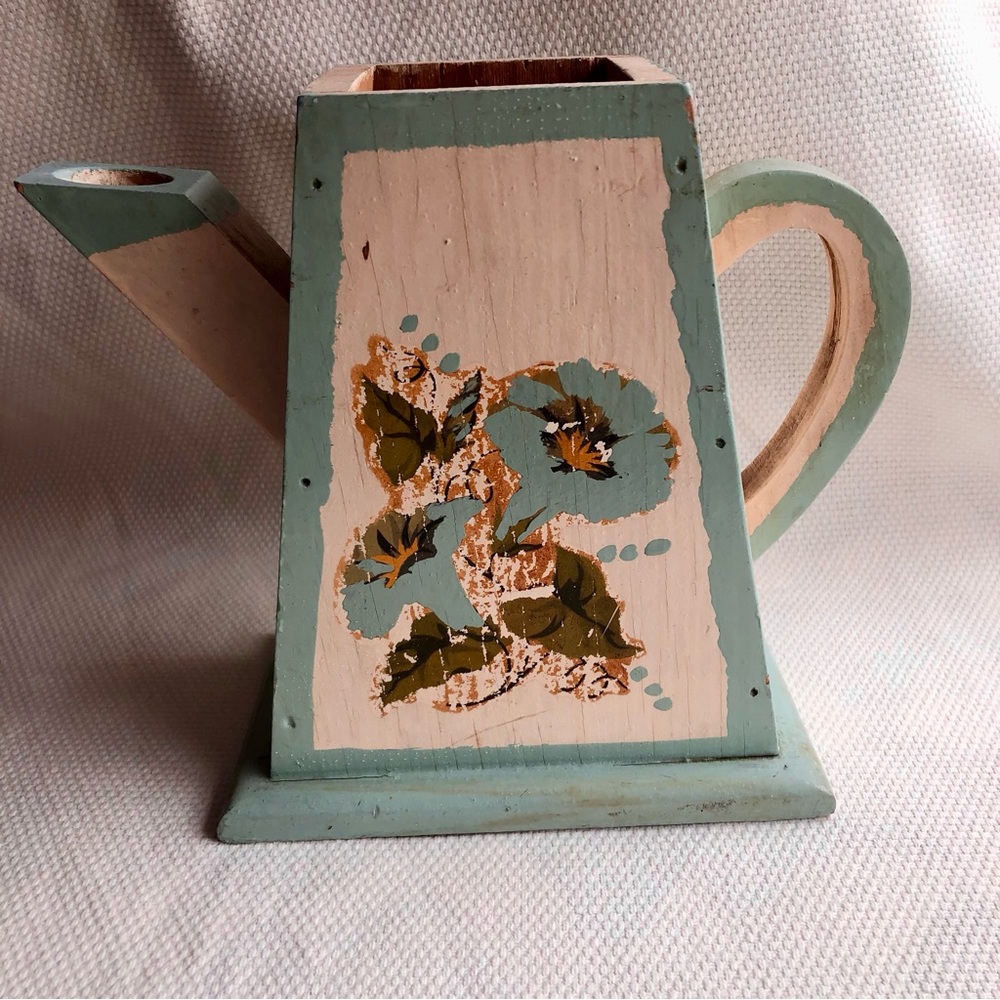 wood flake powder soap teapot pitcher holder handmade 40’s 30's morning glory